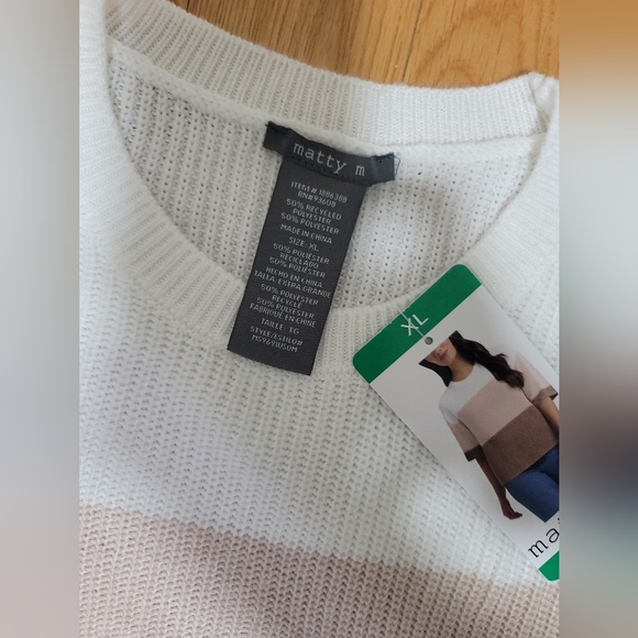 Matty M Women's Color Block Sweater - Cream, Taupe, and Brown - Picture 8 of 10